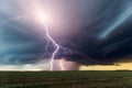 Lightning bolt strikes from a supercell thunderstorm in Colorado Royalty Free Stock Photo