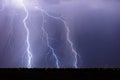 Lightning bolt strikes from a thunderstorm in Arizona Royalty Free Stock Photo