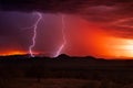 Lightning bolt strikes from a thunderstorm Royalty Free Stock Photo