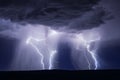 Lightning bolt strikes in a thunderstorm Royalty Free Stock Photo