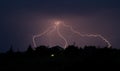 Lightning bolt striking in the sky from clouds Royalty Free Stock Photo