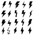 Lightning bolt vector icon set. lightning strike illustration icons. Royalty Free Stock Photo