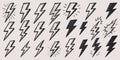Lightning Bolt Vector Set â Hand Drawn Thunder And Energy Symbol Design Royalty Free Stock Photo