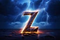 lightning bolt z a powerful lightning strike in the shape of the Royalty Free Stock Photo