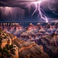 Lightning Bolts In the Grand Canyon Royalty Free Stock Photo
