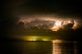 Lightning bolts over the sea Royalty Free Stock Photo