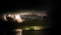 Lightning bolts over the sea Royalty Free Stock Photo