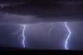 Lightning bolts from a storm at night Royalty Free Stock Photo