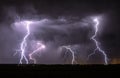 Lightning Bolts Strike the Ground from a Cloud