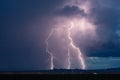 Lightning bolts strike in a storm near Tucson, Arizona Royalty Free Stock Photo