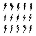 Lightning bolts vector logo set. Concept of energy and electricity. Flash collection. Power and electric symbols, high