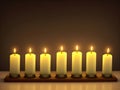 Lightning Candles for Merry Christmas and Happy New Year 2024. Candles concept in dark background. Valentine\'s Day.