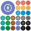 Lightning in circle outline round flat multi colored icons Royalty Free Stock Photo