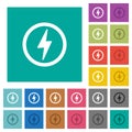 Lightning in circle outline square flat multi colored icons Royalty Free Stock Photo