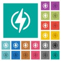 Lightning in circle square flat multi colored icons Royalty Free Stock Photo