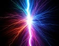 Lightning clashing creating vibrant electric energy discharge