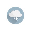 Lightning in the cloud flat icon with long shadow. rainy cloud flat icon Royalty Free Stock Photo