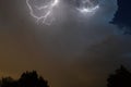 Lightning, clouds, trees