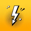 Lightning. Comic speech bubble on yellow background in pop art style. Vector