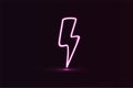 lightning 3d render electric power symbol, retro neon glowing sign isolated on black background, ultraviolet light, electric lamp