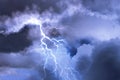 Lightning in dark cloudy sky during thunderstorm Royalty Free Stock Photo