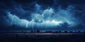 Lightning in dark cloudy sky during thunderstorm Royalty Free Stock Photo