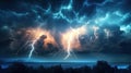 Lightning in dark cloudy sky during thunderstorm Royalty Free Stock Photo