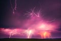 Lightning with dramatic clouds composite image . Night thunder-storm