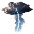 Lightning emerging from clouds isolated on a white background Royalty Free Stock Photo