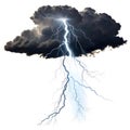 Lightning emerging from clouds isolated on white background Royalty Free Stock Photo