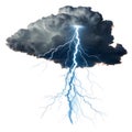 Lightning emerging from clouds isolated on a white background Royalty Free Stock Photo