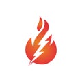 Lightning fire vector logo design template. Fire energy and voltage logo concept. Royalty Free Stock Photo