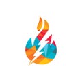 Lightning fire vector logo design template. Fire energy and voltage logo concept. Royalty Free Stock Photo