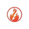 Lightning fire vector logo design template. Fire energy and voltage logo concept.