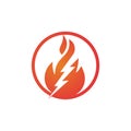 Lightning fire vector logo design template. Fire energy and voltage logo concept. Royalty Free Stock Photo