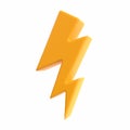 Lightning flash bolt light 3d plastic icon for discount sale or urgent events