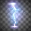 Lightning flash bolt or thunderbolt. Blue lightning or magic power blast storm. Vector illustration on transparent background Royalty Free Stock Photo