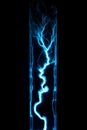 Lightning flash discharge of electricity on transparent background. Blue electrical visual effect.