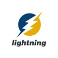 Lightning flash, electric power vector logo design element. Energy and thunder electricity symbol concept. Lightning bolt sign in Royalty Free Stock Photo