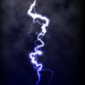 Lightning flash light thunder spark on black background with clouds. Vector spark lightning or electricity blast storm Royalty Free Stock Photo