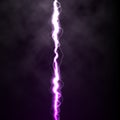 Lightning flash light thunder spark on black background with clouds. Vector spark lightning or electricity blast storm