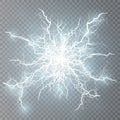 Lightning flash light thunder sparks on a transparent background Royalty Free Stock Photo