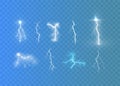 Lightning flash light thunder sparks on a transparent background Royalty Free Stock Photo