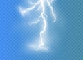 Lightning flash light thunder sparks on a transparent background Royalty Free Stock Photo