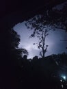 Lightning flashes in the night