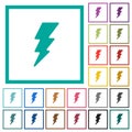 Lightning flat color icons with quadrant frames