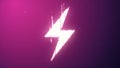 Lightning glitched symbol. Icon on the neon glowing background