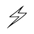 lightning hand drawn doodle, vector. icon, sticker. Royalty Free Stock Photo