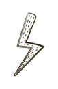 Lightning hand drawn icon vector for social net. Flash energy, caution icons, attention illustration for social net Royalty Free Stock Photo