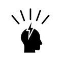Lightning in the head icon. Outline lightning in the head vector icon for web design isolated on white background Royalty Free Stock Photo
